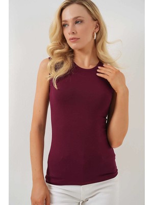 Hazelin Kadın Bordo Basic Sıfır Kol Body HZL25S-BD143471