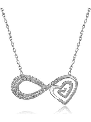 Katre46 ​925 Ayar Gümüş Kalpli Sonsuzluk Kadın Gümüş Kolye