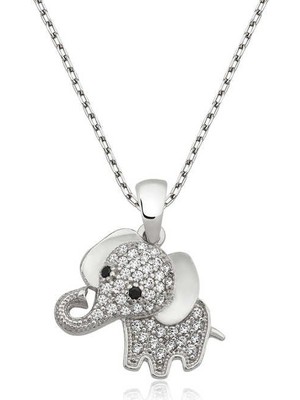 Katre46 925 Ayar Gümüş Fil Gümüş Kolye