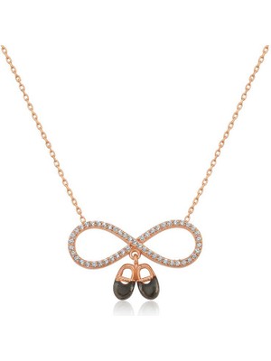 Katre46 925 Ayar Gümüş Rose Bebek Patikli Sonsuzluk Kolye