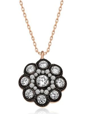 Katre46 ​gümüş Elmas Montür Çiçek Bayan Kolye