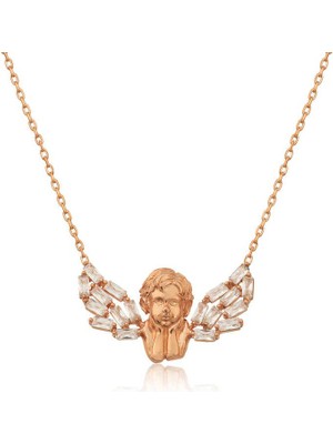 Katre46 925 Ayar Gümüş Kanatlı Melek Kadın Gümüş Kolye