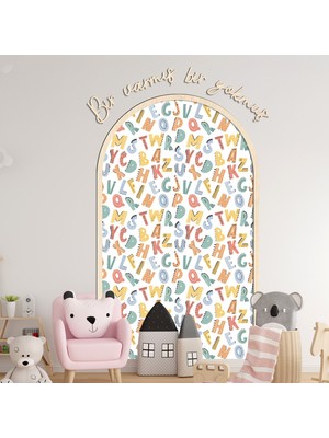 Trend Wall Decor Çocuk Bebek Odası Duvar Sticker Seti | Bir Varmış Yazısı + Çerçeve | Renkli Harf Temalı Duvar Kağıdı,  Duvar Çıkartmaları ve Duvar Resimleri, Özel Gün Hediyesi, Doğum Günü Hediyesi