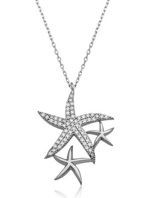 Katre46 ​925 Ayar Gümüş Beyaz Deniz Yıldızları Kolye