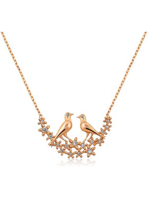 Katre46 925 Ayar Gümüş Çifte Kumrular Kadın Gümüş Kolye