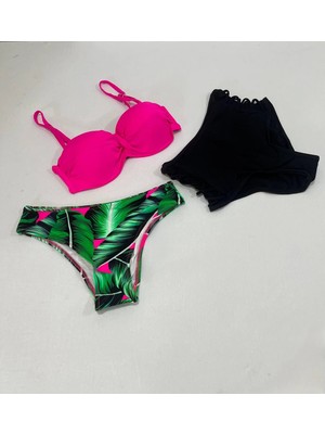 Hazelin Kadın Fuşya Ince Askılı 3 Parça Bikini Takımı HZL25S-LC216