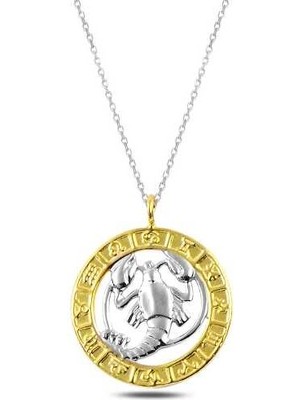 Katre46 925 Ayar Gümüş Gold Yengeç Burcu Kadın Gümüş Kolye