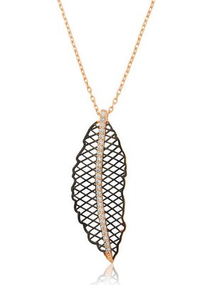 Katre46 925 Ayar Gümüş Yaprak Kadın Gümüş Kolye