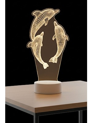 Gampus 3lü Balina Gece Lambası Standlı Dokunmatik Loş Şirin Gece Masa Lambası Dekoratif LED Işık