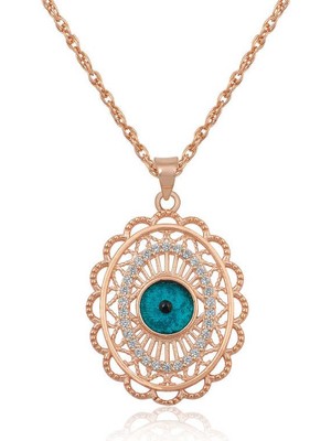 Katre46 ​925 Ayar Gümüş Rose Oval Nazar Kolye