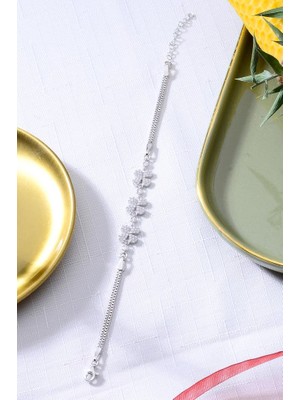 Innuendo 925 Ayar Gümüş Üçlü Gri  Yonca Bileklik