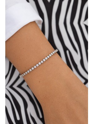 Silveranka 925 Ayar Gümüş Işıltılı Tenis Bileklik - 2.8 mm Su Yolu Bileklik