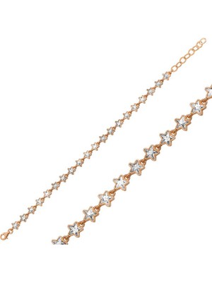 Katre46 ​925 Ayar Gümüş Rose Beyaz Yıldız Bileklik