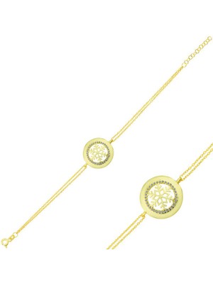 Katre46 925 Ayar Gümüş Gold Kar Tanesi Bileklik