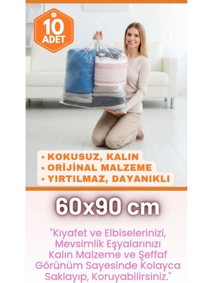 Kalın Naylon Torba 60X90 cm Çeyiz Yastık Battaniye Poşeti 10 Adet - Koruma ve Taşınma Naylonu