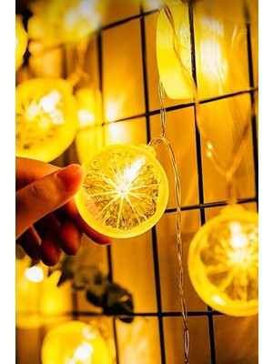 Gampus Dekoratif Limon Dilimli Ip LED Işık Zinciri Yılbaşı Ağaç Süs Aydınlatma 3 Metre