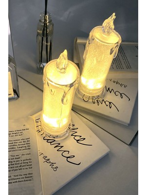Gampus Dekor Romantik Ortam Yaratmak Için Plastik LED Mum Loş Ortam Işık Dekor Mum 8 cm 1 Adet Pilli