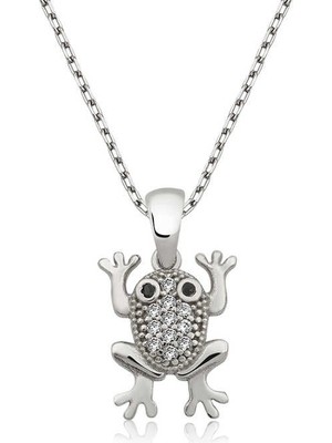 Katre46 925 Ayar Gümüş Kurbağa Gümüş Kolye
