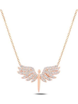 Katre46 925 Ayar Gümüş Rose Mikail Meleği Kadın Gümüş Kolye