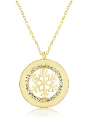 Katre46 925 Ayar Gümüş Gold Kar Tanesi Kadın Gümüş Kolye