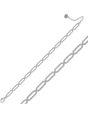 Katre46 925 Ayar Gümüş Oval Taşlı Bileklik