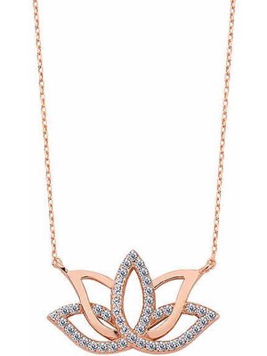 Katre46 925 Ayar Gümüş Lotus Çiçeği Gümüş Kolye