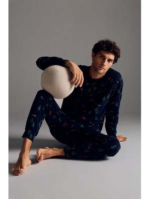 Syah Erkek Pamuklu Uzun Kollu Pijama Takımı