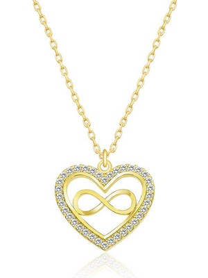 Katre46 925 Ayar Gümüş  Kalp Sonsuzluk Bayan Gümüş Kolye