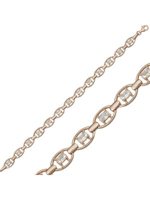 Katre46 925 Ayar Gümüş Rose Oval Su Yolu Bileklik