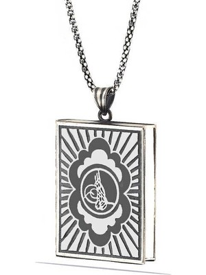 Katre46 925 Ayar Gümüş Kare Içi Açılabilen Tuğra Muskalık Gümüş Kolye