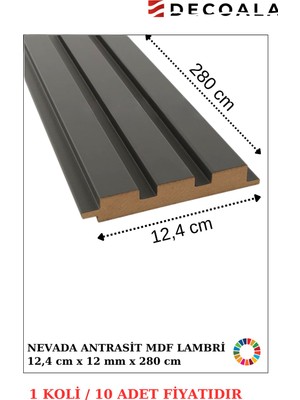 Decoala Mdf Tavan & Duvar Lambri Seti (10 Adet) 12X280 cm Dekoratif Kaplama Paneli