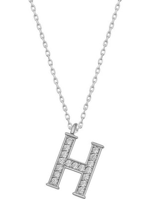 Katre46 925 Ayar Gümüş Rodyum Kaplama H Harfi Kadın Gümüş Kolye