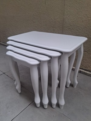 Bengi Ankara Mobilya Zigon Sehpa Lükens Eko Ht 90556 Kayın Aslan Ayak Beyaz El Yapım