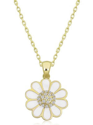 Katre46 925 Ayar Gümüş Papatya Kadın Gümüş Kolye