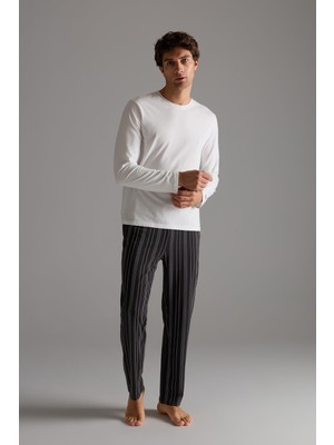 Syah Erkek Pamuklu Uzun Kollu Pijama Takımı