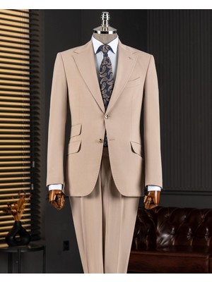 Italyan Stil Slim Fit Mono Yaka Ceket Pantolon Takım Elbise Vizon T14746