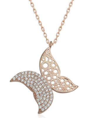 Katre46 925 Ayar Gümüş Kelebek Kadın Gümüş Kolye