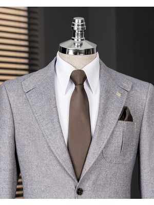 Italyan Stil Slim Fit Erkek Ceket Pantolon Kombin Takım Elbise Bej T14681