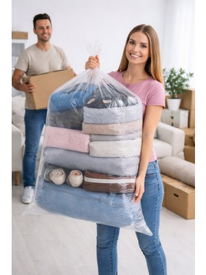 Erfa Plastik Ambalaj Kalın Naylon Torba 72X120 cm Çeyiz Yastık Battaniye Poşeti 10 Adet - Koruma ve Taşınma Naylonu