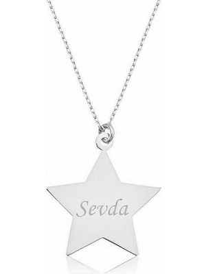 Katre46 925 Ayar Gümüş Kişiye Özel Isimli Yıldız Gümüş Kolye