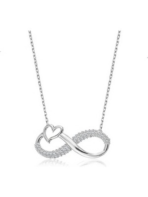 Katre46 925 Ayar Gümüş Kalpli Sonsuzluk Bayan Gümüş Kolye