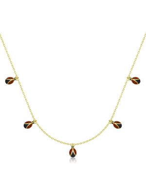 Katre46 925 Ayar Gümüş Uğur Böceği Şans Kadın Gümüş Kolye