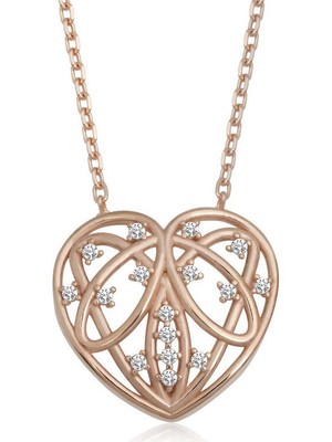 Katre46 925 Ayar Gümüş Bombeli Kalp Kadın Gümüş Kolye