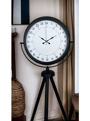 Zentime Siyah 24 Saat Göstergeli Özel Tasarım Tripod Ayaklı Saat