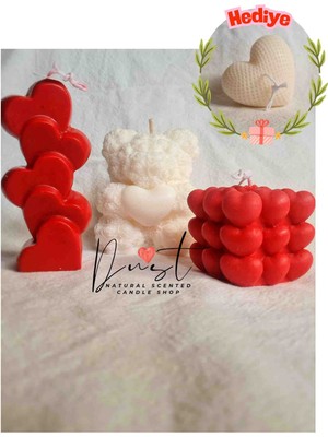 Dust Candle Studio Sevgililer Günü Özel Doğal Kokulu Mum Seti ( %100 Doğal Soya Wax)