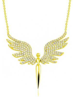 Katre46 925 Ayar Gümüş Mikail Meleği Kadın Kolye