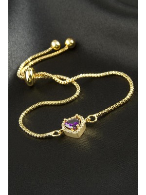 Marsilyan Kalp Zirkon Taşlı Asansörlü Bileklik ( Ciddi Ilişki Bilekliği)