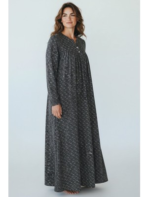 Ece Giyim Kadın Desenli Robalı Büyük Beden Penye Elbise