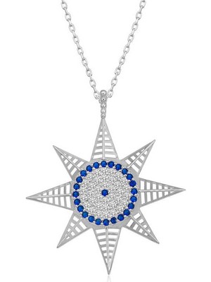 Katre46 Gümüş Nazarlı Kutup Yıldızı Kadın Kolye