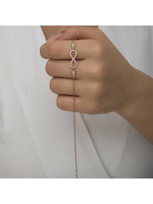 Katre46 925 Ayar Gümüş Rose Sonsuzluk Kadın Bileklik